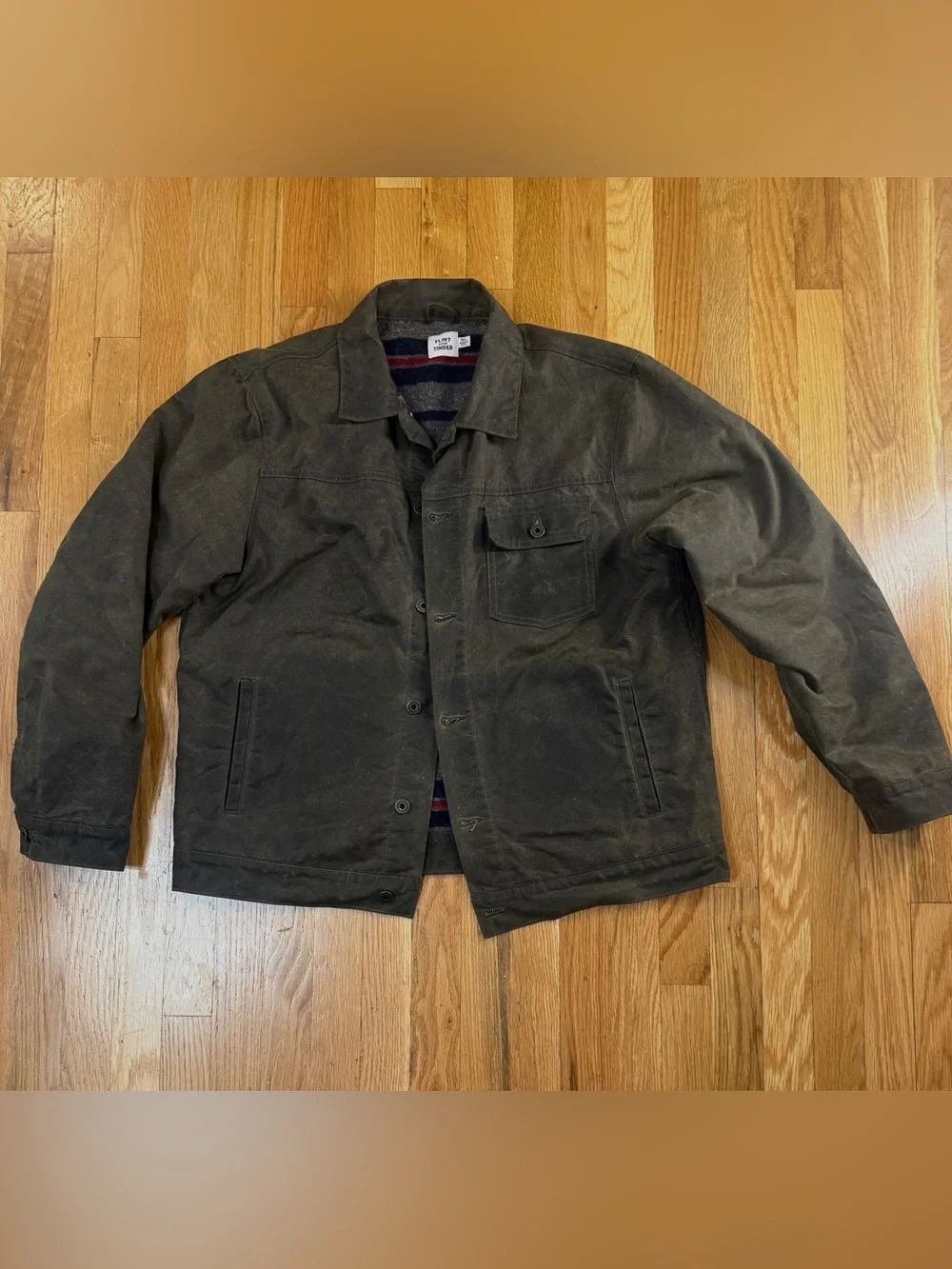 Flint and Tinder Men's Waxed Wool Lined Trucker Jacket - Picture 1 of 8